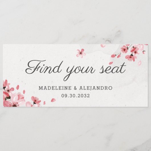 ピンクエレガントのさくらんぼの花があなたの席を見つける メニュー (裏面)