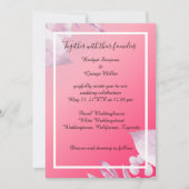 ピンクエレガントのさくらんぼの花が緑結婚色 招待状 (正面)