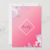 ピンクエレガントのさくらんぼの花の緑のブライダルシャワー 招待状 (裏面)