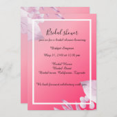 ピンクエレガントのさくらんぼの花の緑のブライダルシャワー 招待状 (正面/裏面)