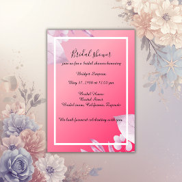 ピンクエレガントのさくらんぼの花の緑のブライダルシャワー 招待状