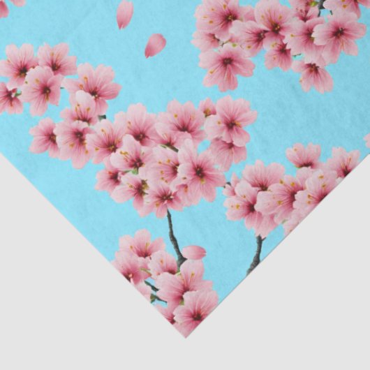 ピンクエレガントのさくらんぼ咲くスカイブルークリスマス 薄葉紙 (詳細)