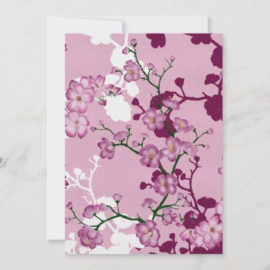 ピンクエレガントのさくらんぼ花アフタヌーンティー 招待状 (裏面)