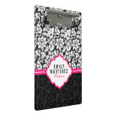 ピンクエレガントのを持つ白黒ダマスクストライプ ミニクリップボード (アングル)