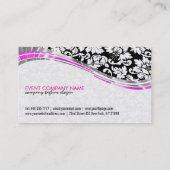 ピンクエレガントのアクセントを持つ白黒のダマスク 名刺 (裏面)