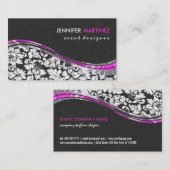 ピンクエレガントのアクセント付きグレーと白のマスク 名刺 (正面/裏面)