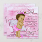ピンクエレガントのアフリカ系アメリカ人の赤ちゃんシャワー 招待状 (正面/裏面)