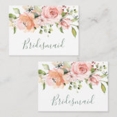 ピンクエレガントのアプリコットバラのブ結婚リーデスメイド プレイスカード (正面/裏面)