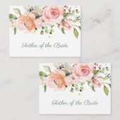 ピンクエレガントのアプリコットバラの花嫁の父 プレイスカード (正面/裏面)