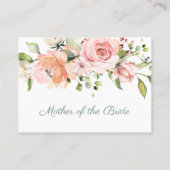 ピンクエレガントのアプリコットバラ花嫁の母 プレイスカード (裏面)
