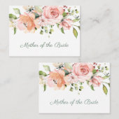 ピンクエレガントのアプリコットバラ花嫁の母 プレイスカード (正面/裏面)