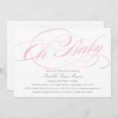 ピンクエレガントのオベビー | ベビーシャワー招待状 招待状 (正面/裏面)