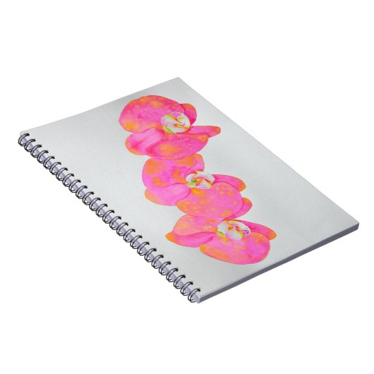 ピンクエレガントのオレンジ色の水の色の花模様 ノートブック (右側)