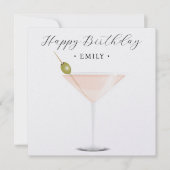 ピンクエレガントのカクテル誕生日カード (正面)