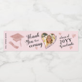 ピンクエレガントのカスタム写真卒業 ペットボトルラベル (シングルラベル)