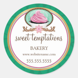 ピンクエレガントのカップケーキベーカリー包装 ラウンドシール