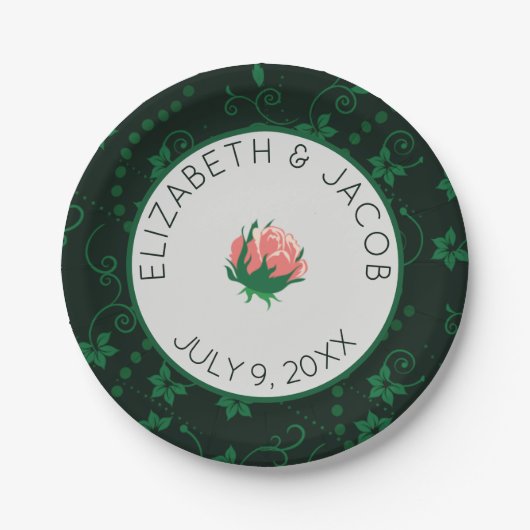 ピンクエレガントのカメリア結婚ズ ペーパープレート (正面)