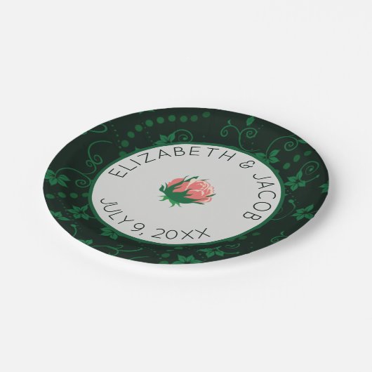 ピンクエレガントのカメリア結婚ズ ペーパープレート (アングル)