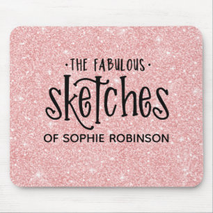 ピンクエレガントのガーリーグリッター マウスパッド