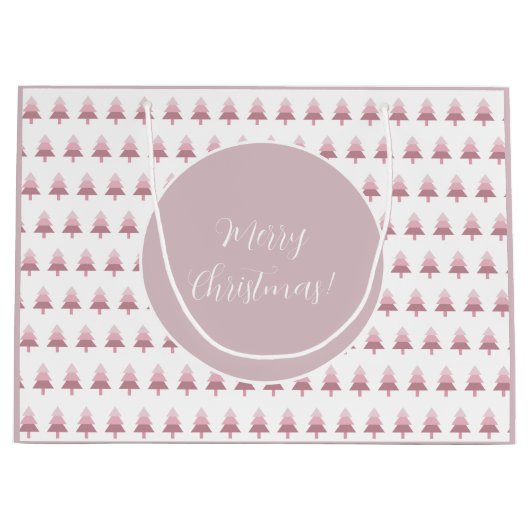 ピンクエレガントのクグラデーションリスマスツリー ラージペーパーバッグ (正面)