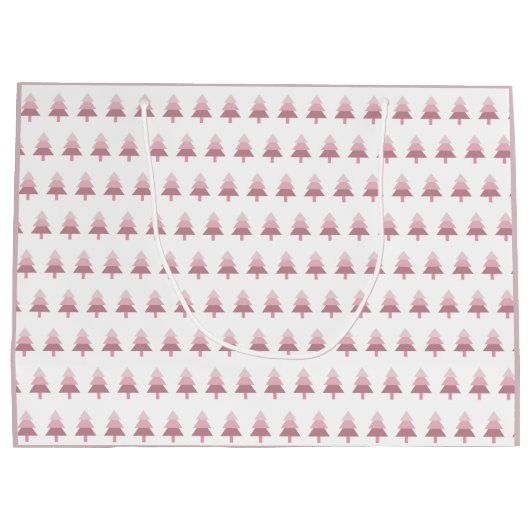 ピンクエレガントのクグラデーションリスマスツリー ラージペーパーバッグ (裏面)