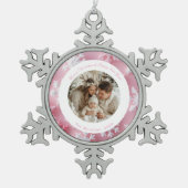 ピンクエレガントのクリスマススノーフレーク写真 スノーフレークピューターオーナメント (正面)