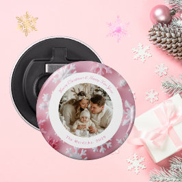 ピンクエレガントのクリスマススノーフレーク写真 栓抜き