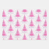 ピンクエレガントのクリスマスツリーギフト ラッピングペーパーシート (正面3)