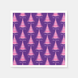 ピンクエレガントのクリスマスツリーパープル スタンダードカクテルナプキン