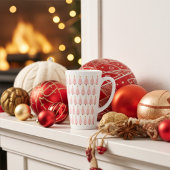 ピンクエレガントのクリスマスツリーライン、ゴールデンスターズ カフェラテマグ