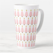 ピンクエレガントのクリスマスツリーライン、ゴールデンスターズ カフェラテマグ (右アングル)