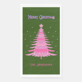 ピンクエレガントのクリスマスツリー名カスタム緑