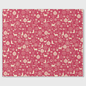 ピンクエレガントのクリスマスパターン|折り返し紙 ラッピングペーパー (フラット)