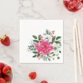 ピンクエレガントのクリスマスポインセチア スタンダードカクテルナプキン (インサイチュ)