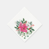 ピンクエレガントのクリスマスポインセチア スタンダードカクテルナプキン (角)