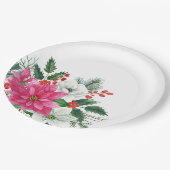 ピンクエレガントのクリスマスポインセチア ペーパープレート (アングル)