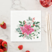 ピンクエレガントのクリスマスポインセチア・ランチ スタンダードランチョンナプキン (インサイチュ)