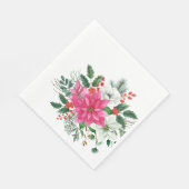 ピンクエレガントのクリスマスポインセチア・ランチ スタンダードランチョンナプキン (角)