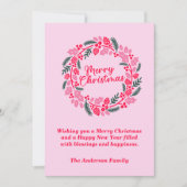 ピンクエレガントのクリスマスリース シーズンカード (正面)