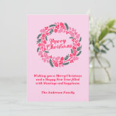 ピンクエレガントのクリスマスリース シーズンカード (スタンド正面)