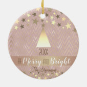 ピンクエレガントのクリスマス セラミックオーナメント (裏面)