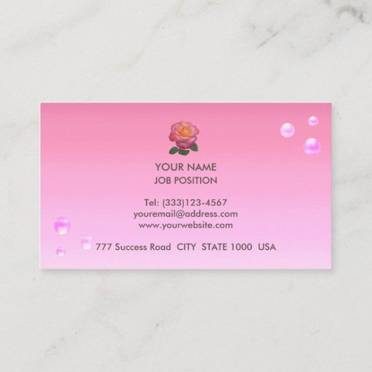 ピンクエレガントのグラデーションのピンクの真珠 名刺 (裏面)