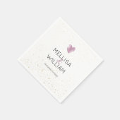 ピンクエレガントのグリッターカスタムハートカップル名の日付 スタンダードカクテルナプキン (角)