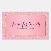 ピンクエレガントのグリッターパターン 長方形シール (正面)