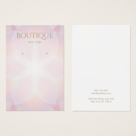 ピンクエレガントのグローイヤリング表示カード (正面&裏面)