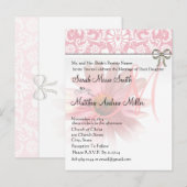 ピンクエレガントのコンフ結婚ロー インビテーションポストカード (正面/裏面)