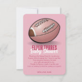 ピンクエレガントのサッカーの赤ちゃんシャワー サンキューカード (正面)