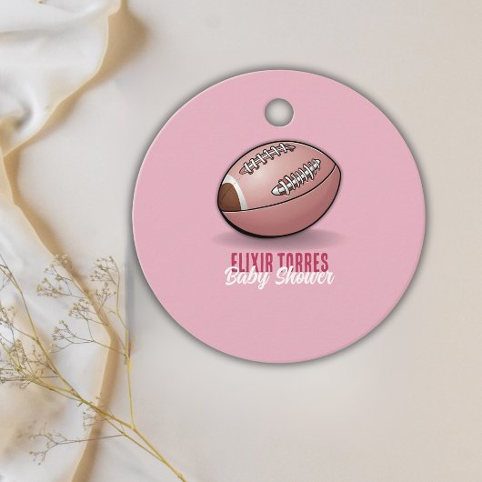 ピンクエレガントのサッカーの赤ちゃんシャワー フェイバータグ