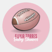 ピンクエレガントのサッカーの赤ちゃんシャワー ラウンドシール (正面)