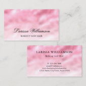 ピンクエレガントのサテン箔ヘアメイクアップ美しい 名刺 (正面/裏面)